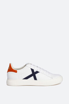 Cortefiel Munich unisex white trainers with contrasting details White