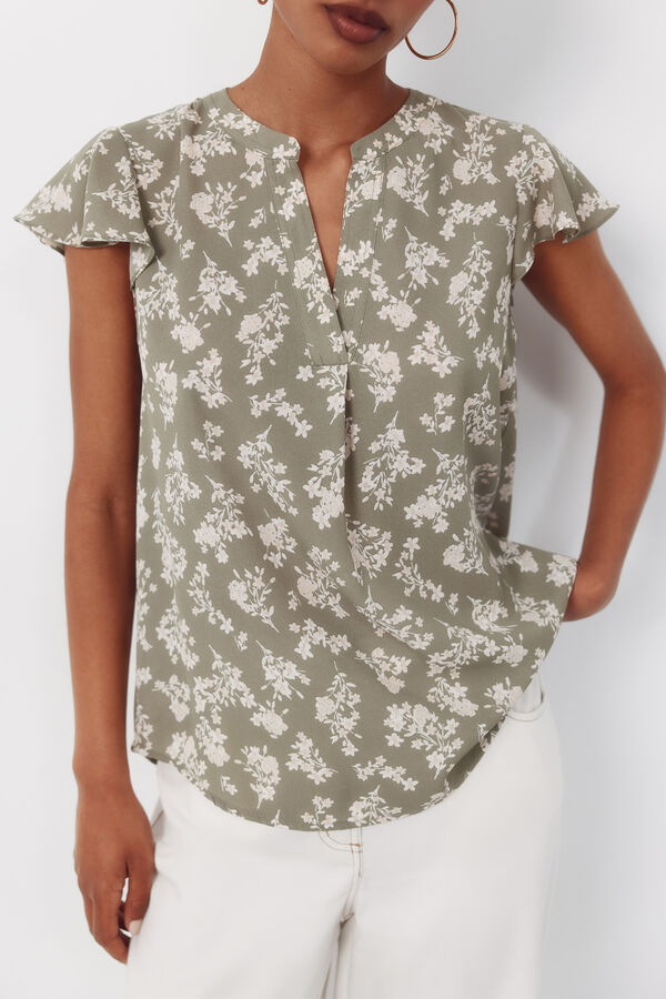 Cortefiel Fluid flutter sleeve blouse Multicolour