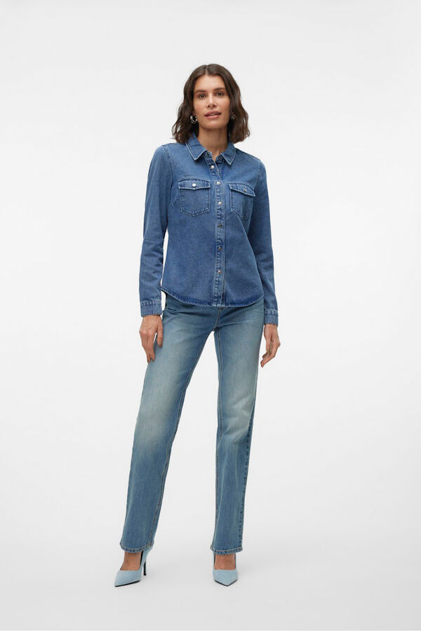 Vero Moda Camisa denim com bolsos no peito Azul