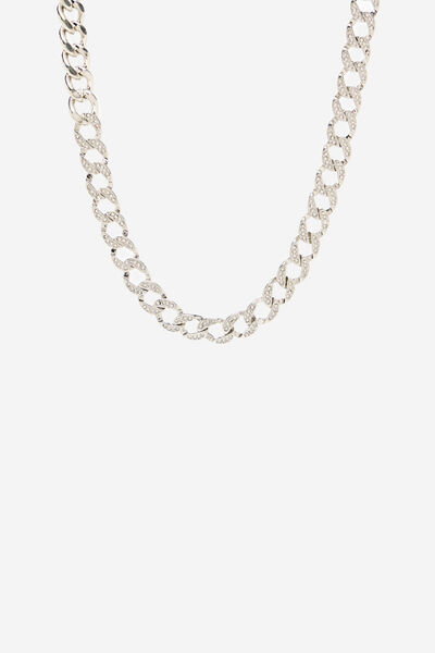 Cortefiel Collar cadena strass Gris