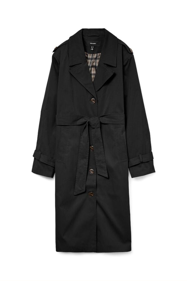 Vero Moda Long trench coat with belt  Black