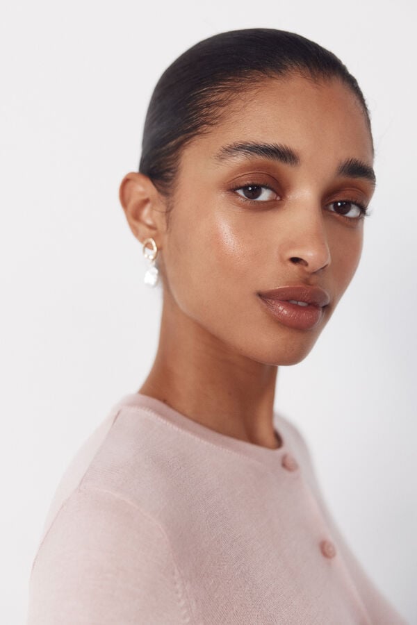 Cortefiel Jersey-knit basic jacket Pink