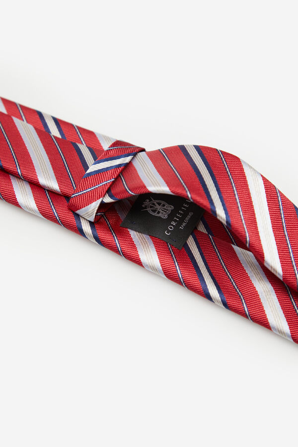 Cortefiel Striped tie Red