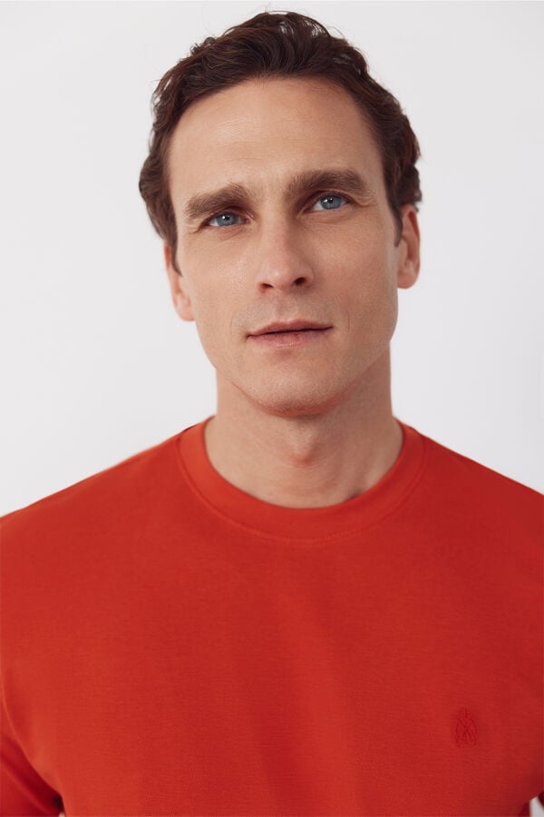 Cortefiel Piqu&eacute; basic T-shirt Coral