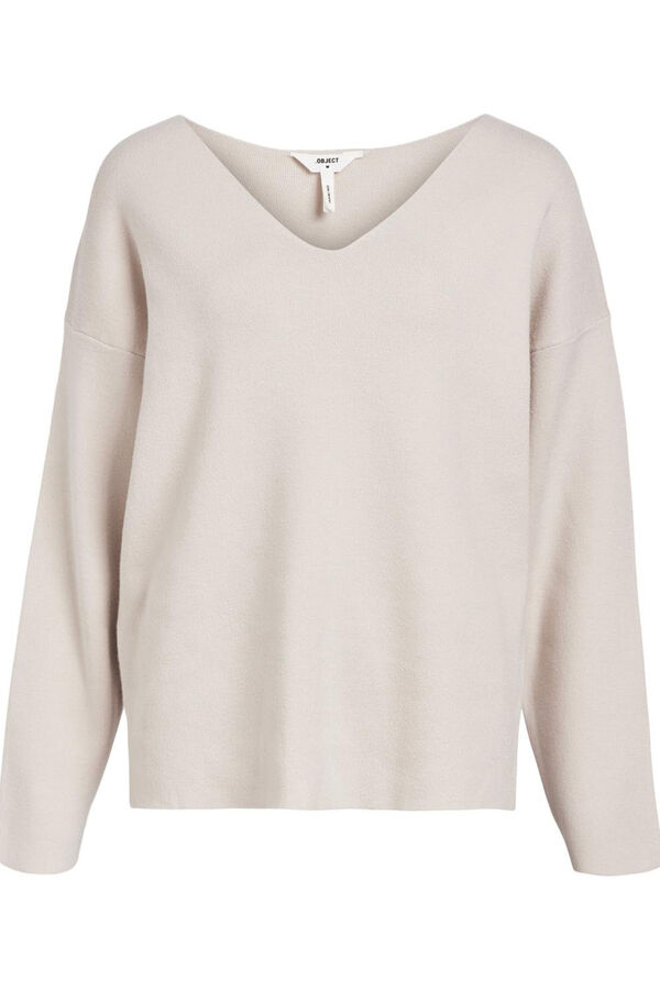 Object Camisola básico com gola em V Cinzento