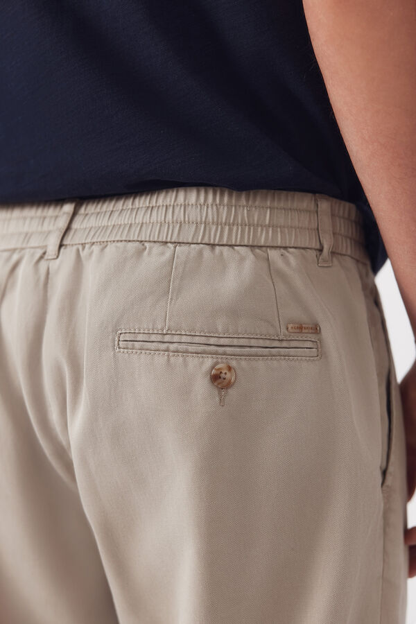 Cortefiel Tapered Tencel Cotton chinos Trousers Beige