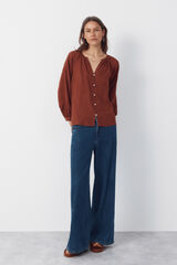 Cortefiel Embroidered blouse Red