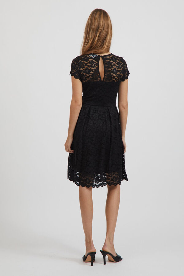Cortefiel Short evening dress with lace Black
