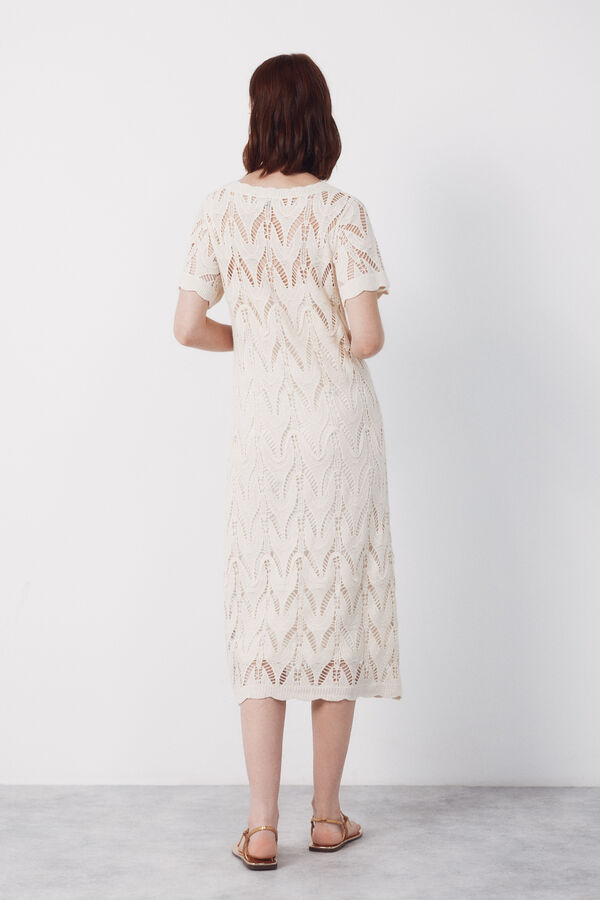 Cortefiel Long crochet dress White