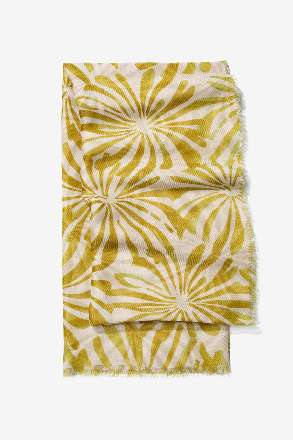 Vilanova Semi-transparent scarf with floral print Printed beige