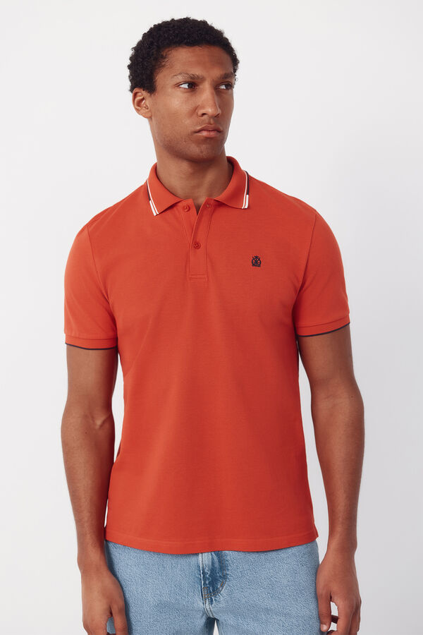 Cortefiel Polo shirt with tips Coral