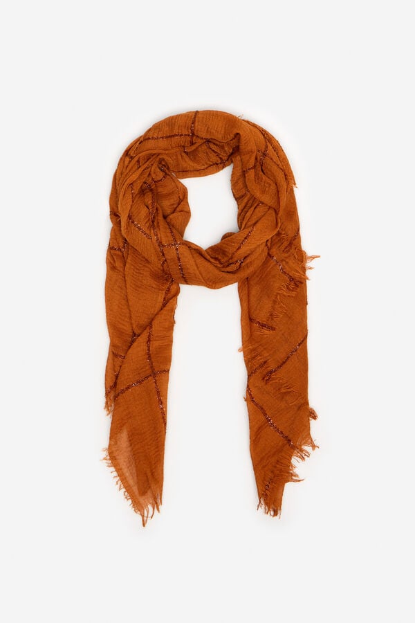 Cortefiel Checked lurex scarf Orange