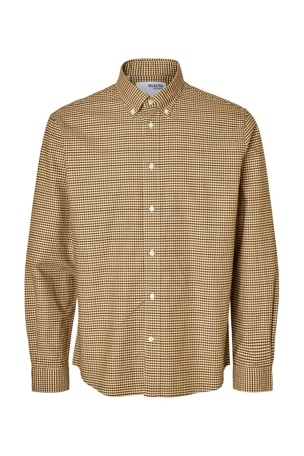 Selected Camisa xadrez 100% algodão Tostado