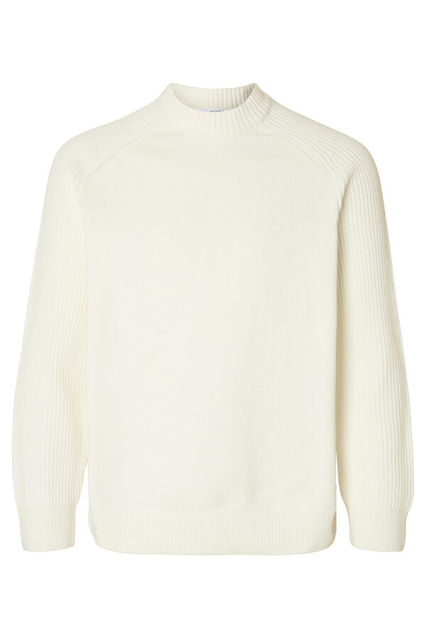 Selected Camisola de gola alta 100% algodão orgânico.  Branco