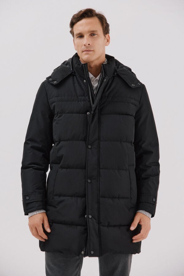 Cortefiel Quilted parka Black