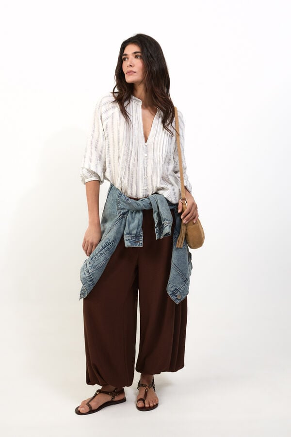 Slowlove Pantal&oacute;n bombacho Marr&oacute;n oscuro