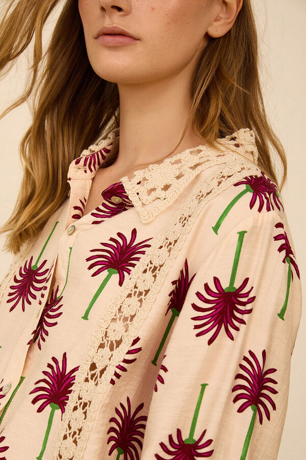 Meisie Camisa com estampado de palmeiras Impress&atilde;o