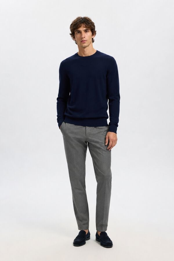 Selected Cal&ccedil;a formal Slim Fit Cinzento