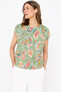 Cortefiel Essential lace T-shirt Printed turquoise
