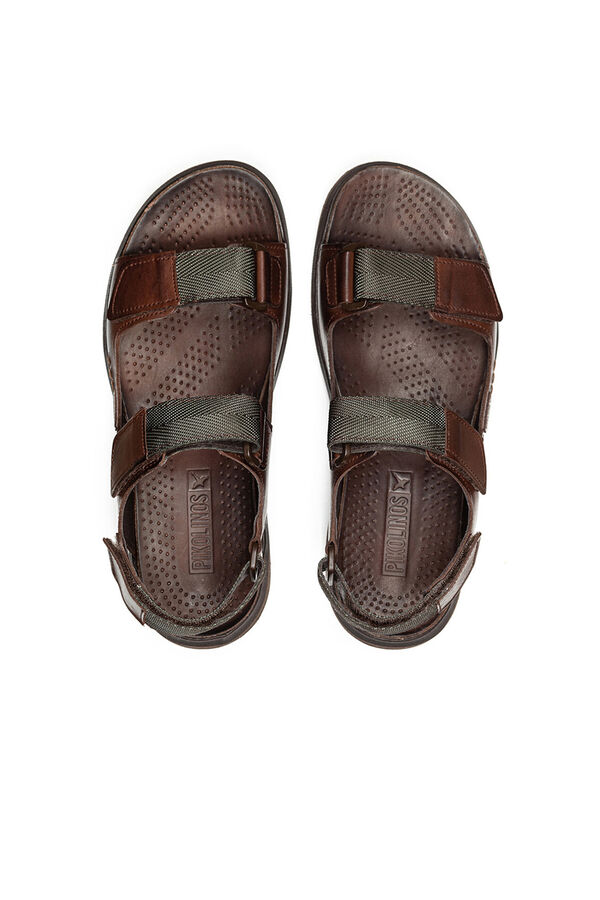 Pikolinos Men's flat sandals with adhesive fastening Dark brown