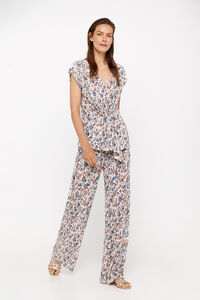Cortefiel Printed jersey-knit trousers Printed white