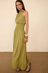 Meisie Jacquard fabric long dress Green