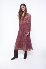 Slowlove Vestido estampado com bordados e pedraria Vermelho