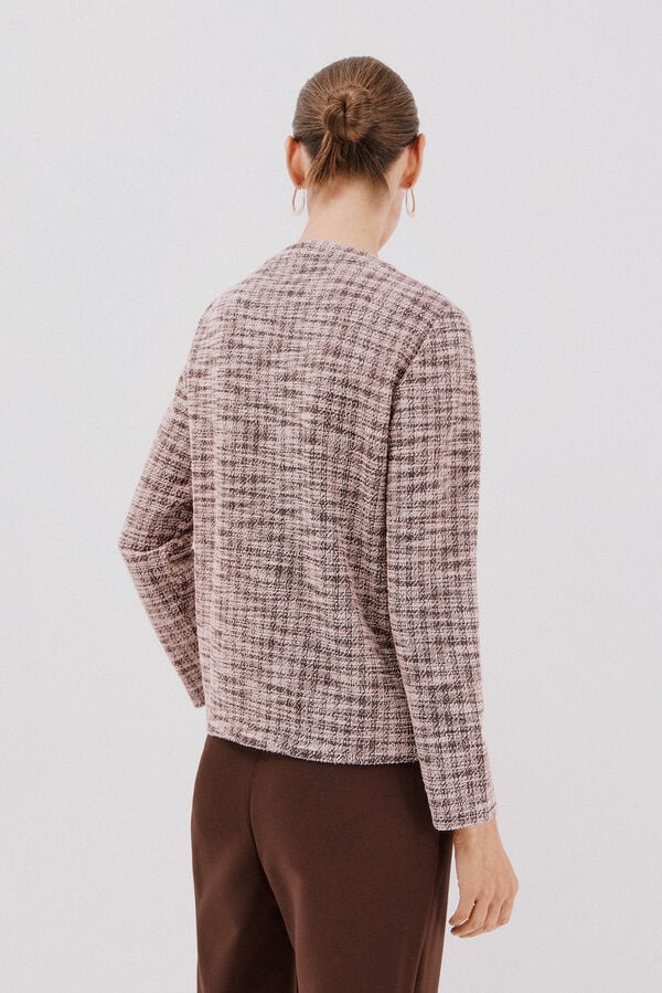 Cortefiel Tweed cardigan Dark brown
