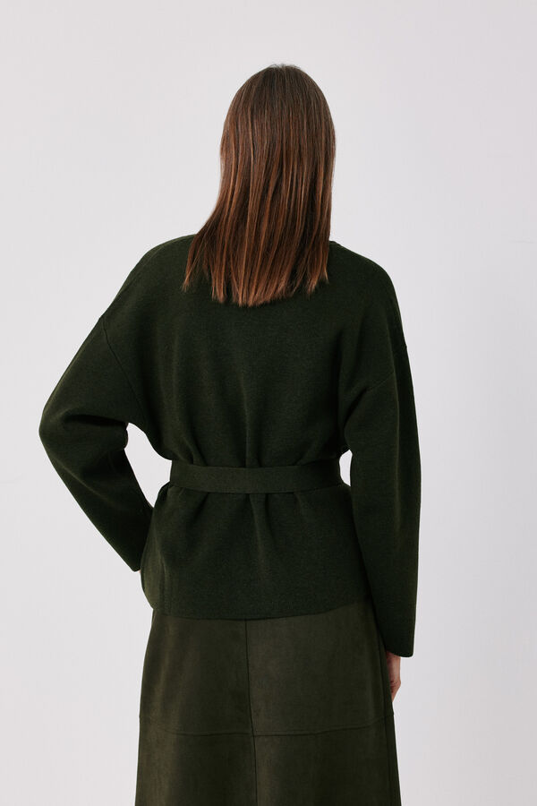 Cortefiel Knitted belted jacket Kaki