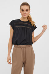 Vero Moda Blusa fluida de cuello redondo Preto