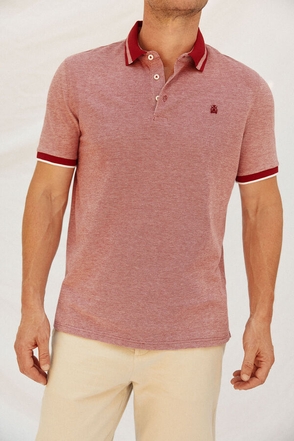 Cortefiel Oxford polo shirt Maroon