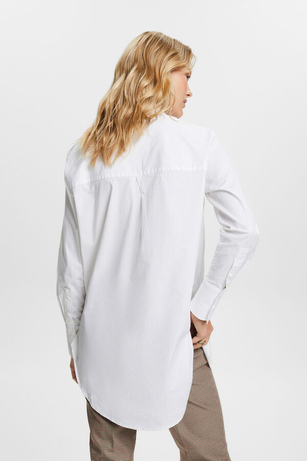 Cortefiel Long loose-fit shirt with cotton White