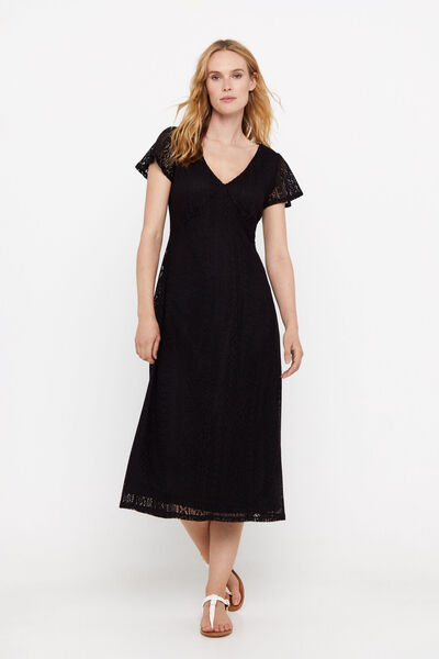 Cortefiel Knit dress with lace Black