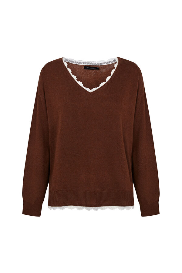 Cortefiel Appliqu&eacute; neckline jumper Camel