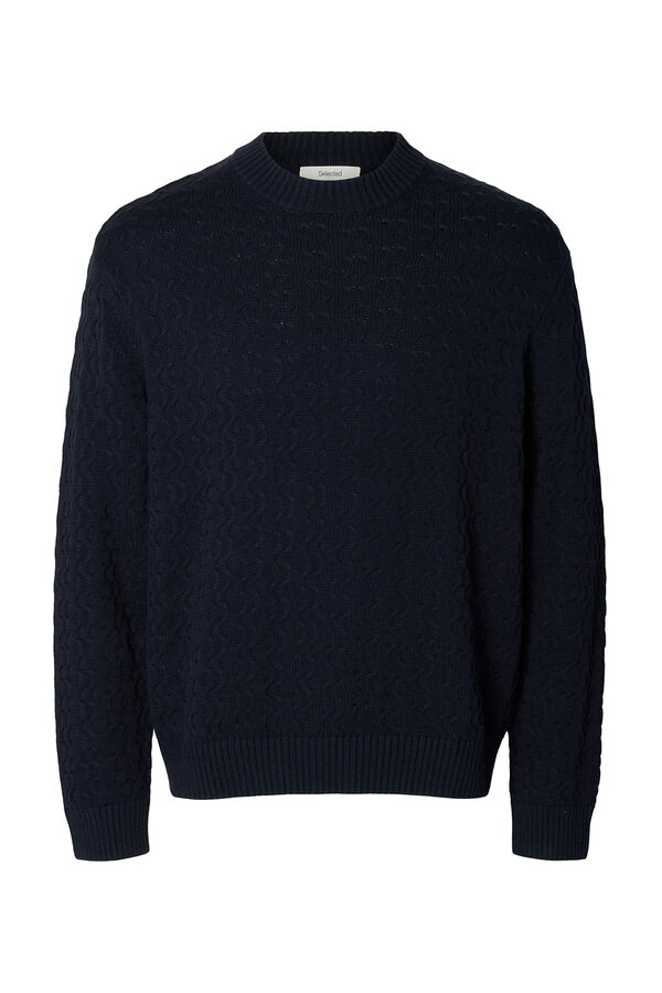 Selected Camisola estruturada 100% algodão orgânico. Azul