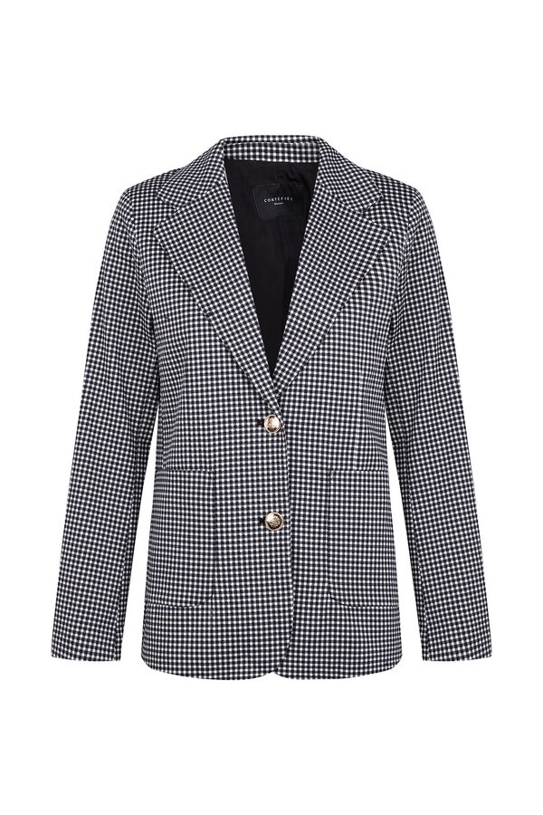 Cortefiel Piqu&eacute;-knit blazer Printed white