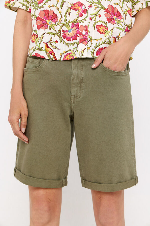 Cortefiel Essential coloured denim Bermuda shorts Green