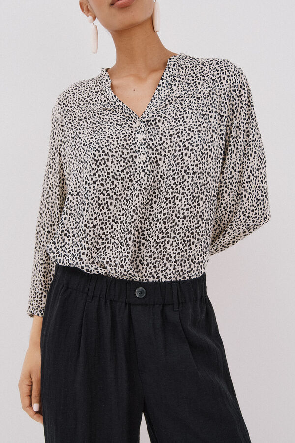 Cortefiel Front yoke blouse Printed white