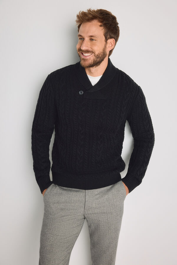 Jack & Jones Cotton shawl jumper Black