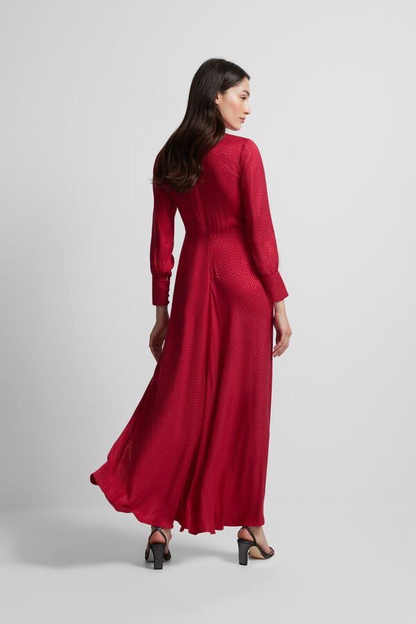 Silbon Vestido longo em jacquard com nó Vermelho