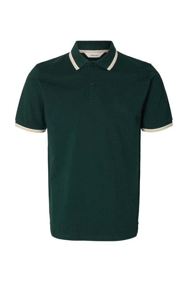 Selected Polo de manga curta em piqu&eacute; Verde