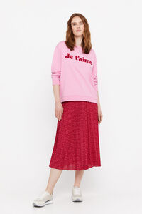 Cortefiel Printed pleated midi skirt Printed red
