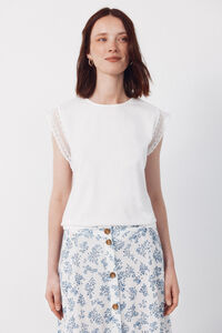 Cortefiel Guipure sleeve -shirt