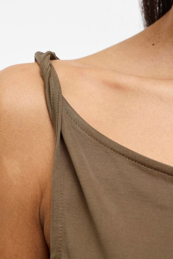 Vila Modal boat neck midi dress Brown