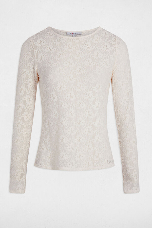 Morgan Fitted lace T-shirt Ivory