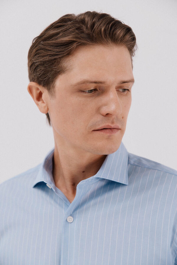 Cortefiel Easy-iron striped dress shirt Blue