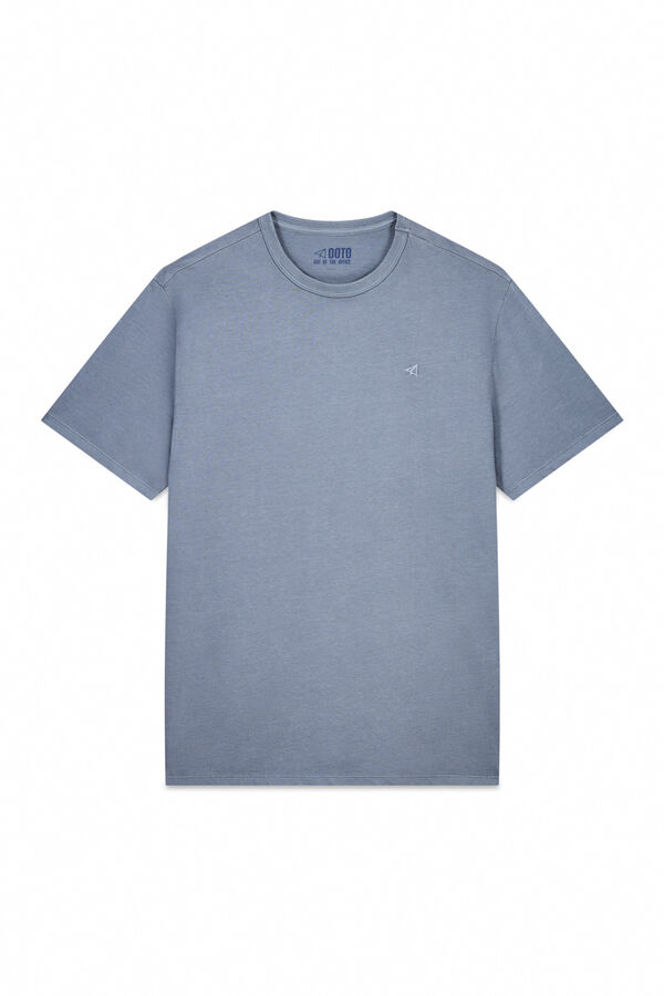 OOTO Basic T-shirt with airplane embroidered Blue