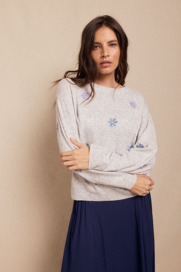 Slowlove Jersey bordados Gris