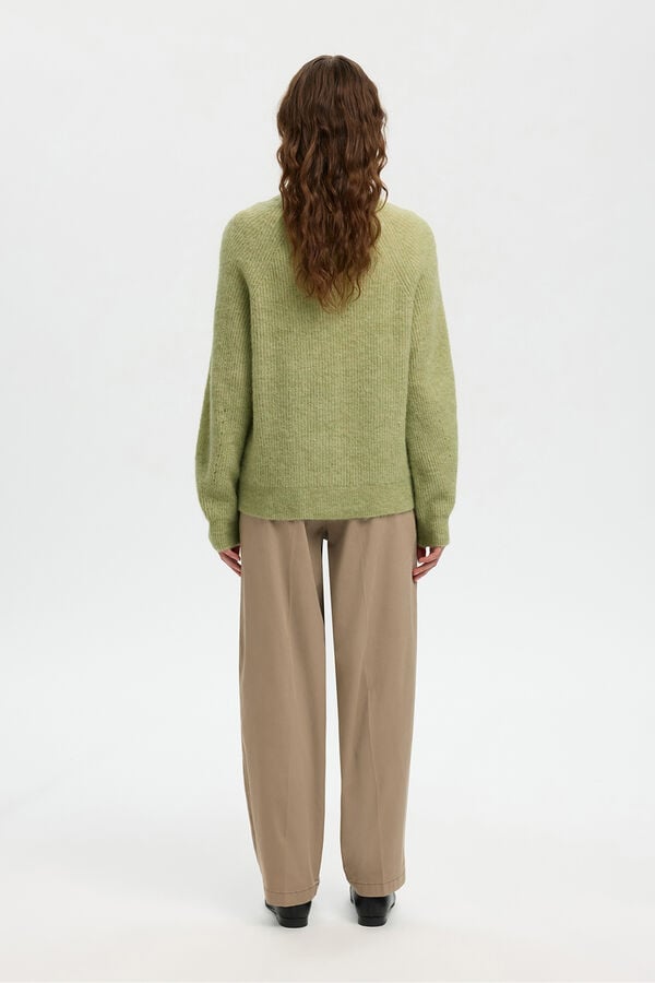 Selected Casaco de malha em lã e alpaca Verde