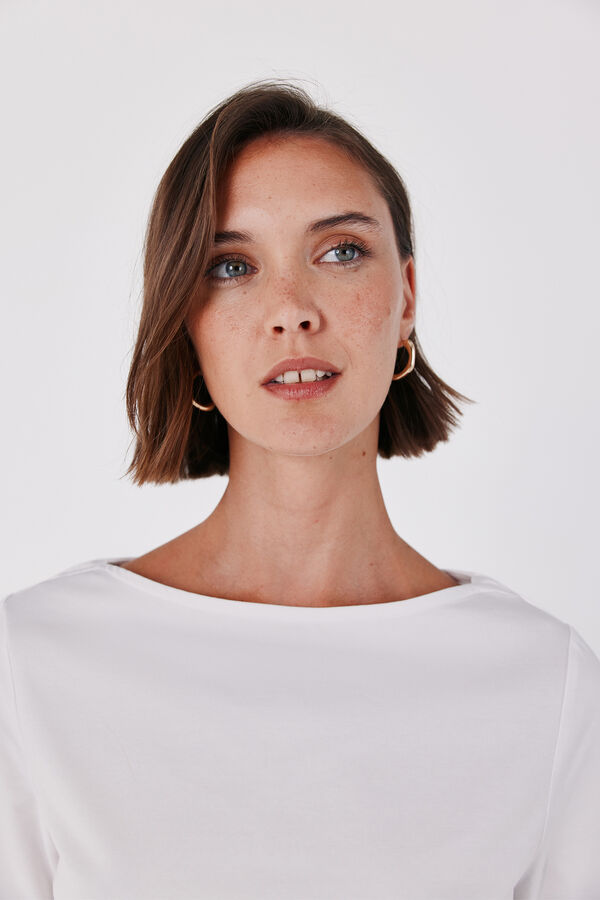 Cortefiel Boat neck T-shirt White